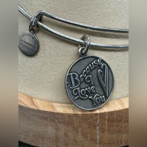 Alex and Ani Silver Charm Bracelet ‘Because I Love You’ - Picture 2 of 8